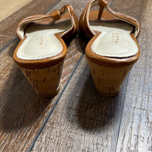 Aldo Wedge Heel Cognac Thong Slides Size 37 - Picture 7 of 13